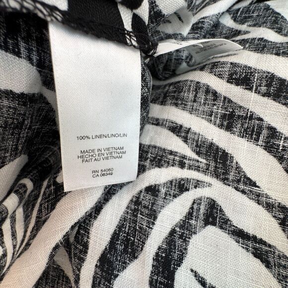 Jones New York Sport Women’s 1X Zebra Print 100% Linen Tunic Blouse 3/4 Sleeve - Picture 7 of 7